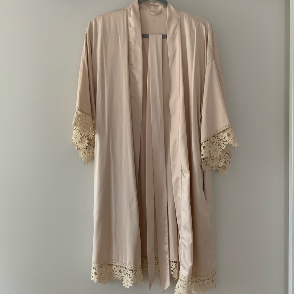 Blush Pink M Silk Robe